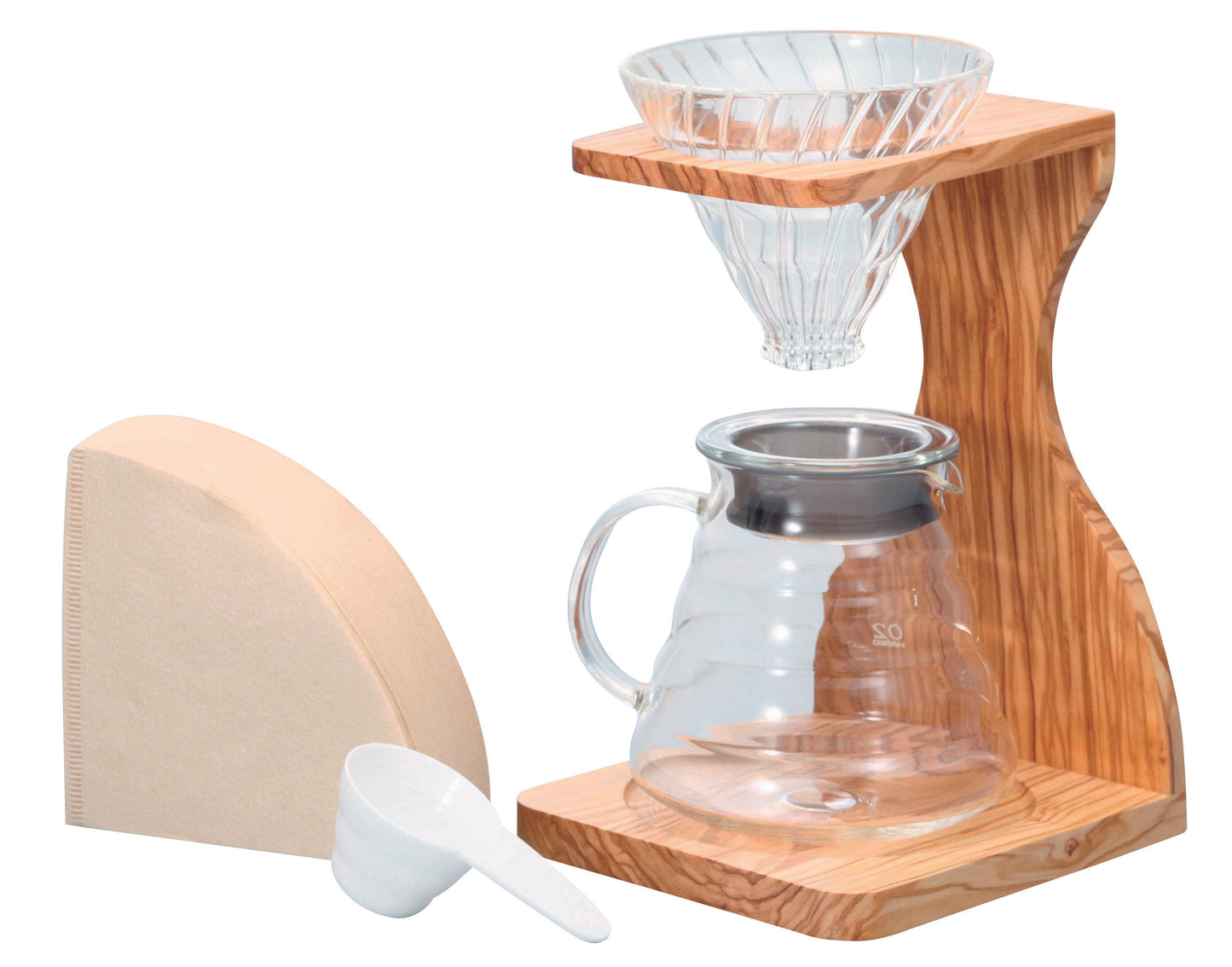 Hario V60 Pourover Olive Wood Stand Set